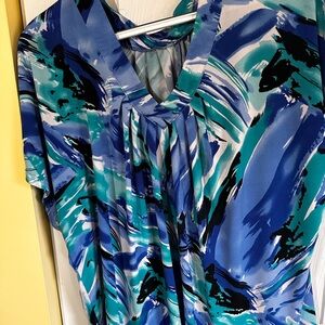 Cato Blue and Black Patterned Blouse